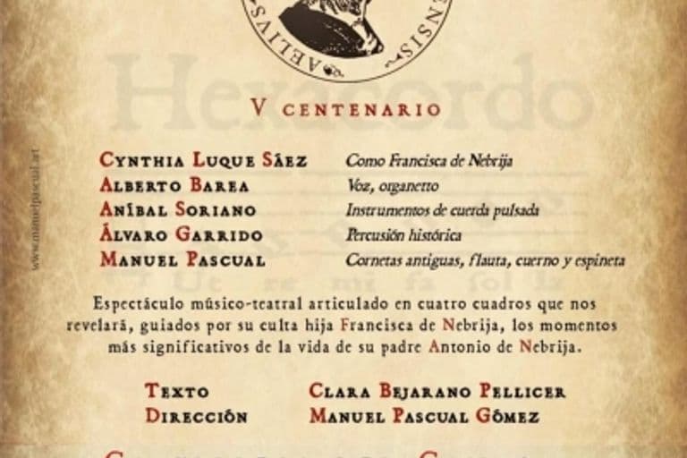 Hexacordo ofrece un concierto teatralizado sobre Antonio de Nebrija en Castilleja del