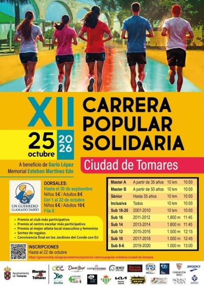 Tomares organiza la XII Carrera Popular Solidaria por Darío el 25 de octubre