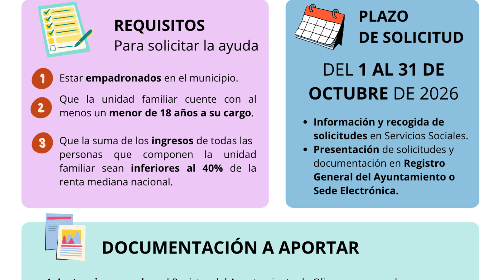 Olivares abre plazo para solicitar Tarjetas Monedero 2026 a familias vulnerables