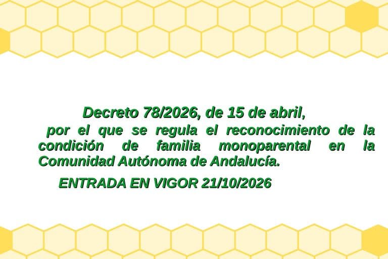 Entrada en vigor del decreto andaluz de familias monoparentales el 21 de octubre
