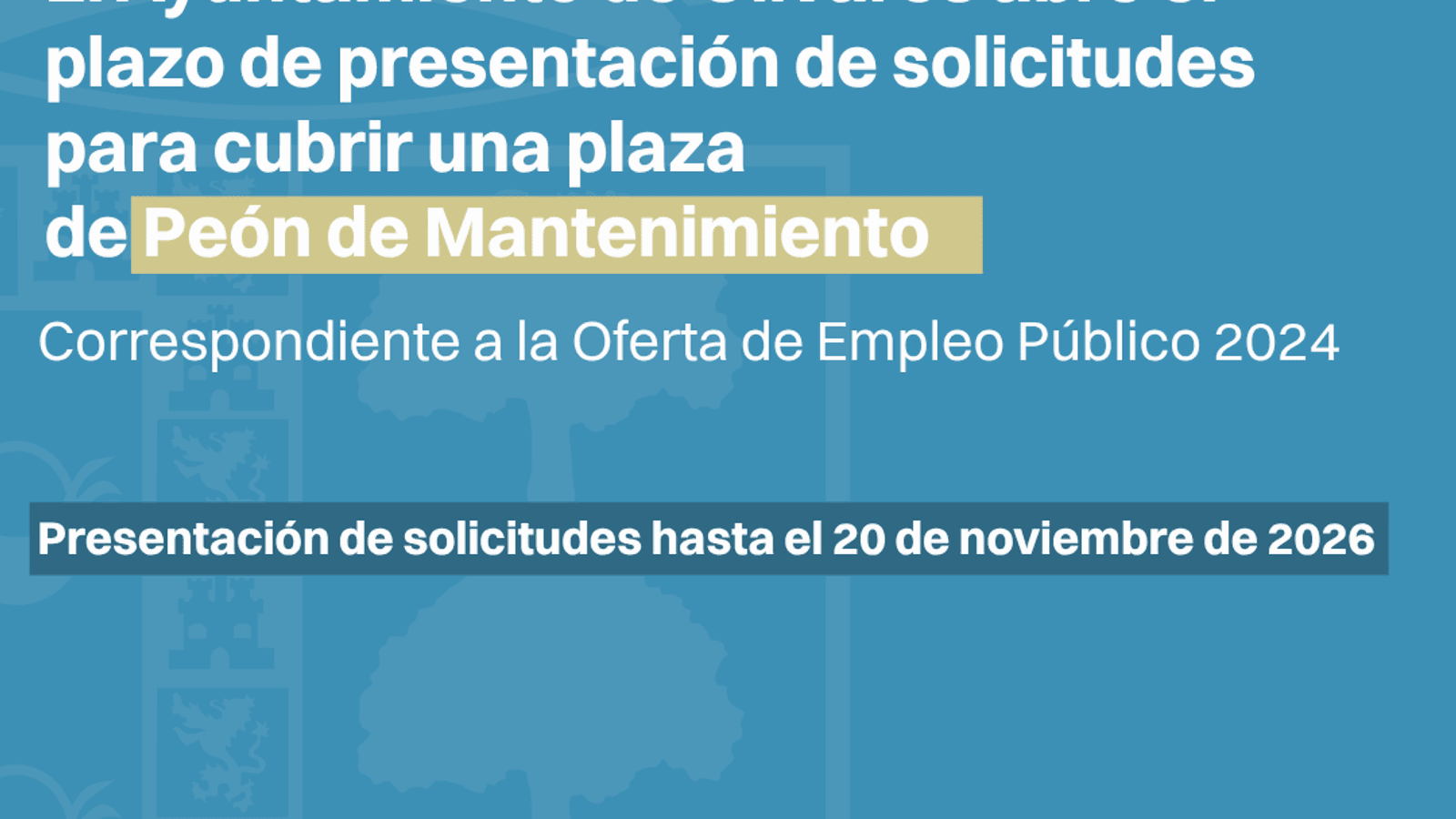 Olivares convoca una plaza de peón de mantenimiento con bolsa de empleo