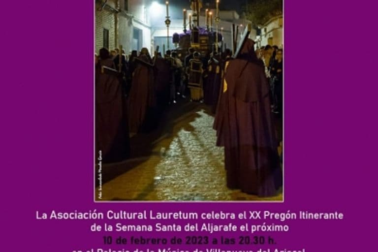 Villanueva del Ariscal acoge el XX Pregón de la Semana Santa del Aljarafe el 10 de febrero