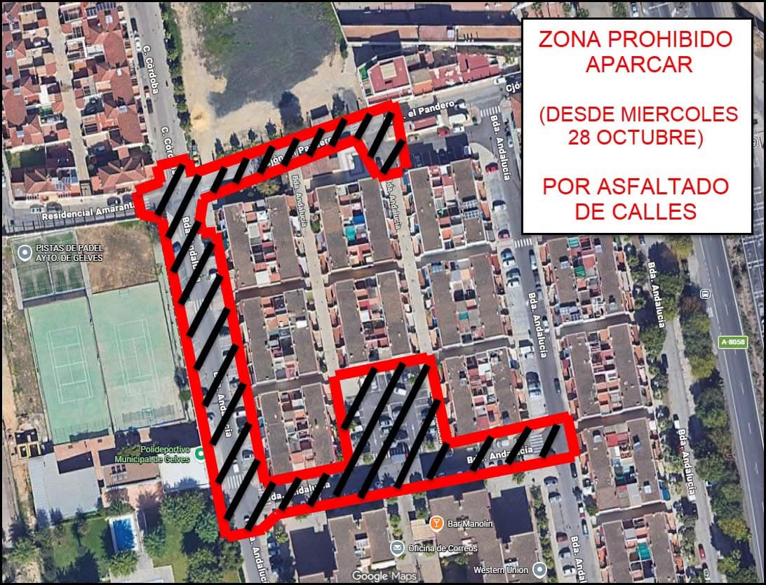 Prohibido estacionar en Andalucía a partir del 28 de octubre por obras