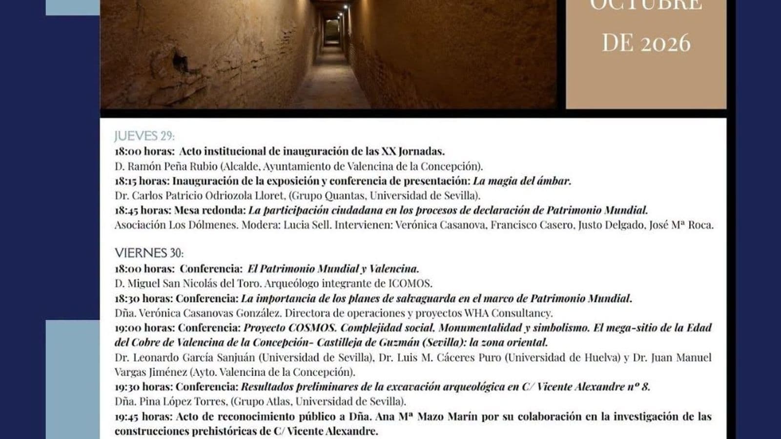 Valencina celebra las XX Jornadas Arqueológicas del 29 al 31 de octubre