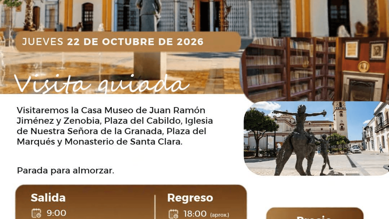 Valencina organiza una visita cultural a Moguer el 22 de octubre