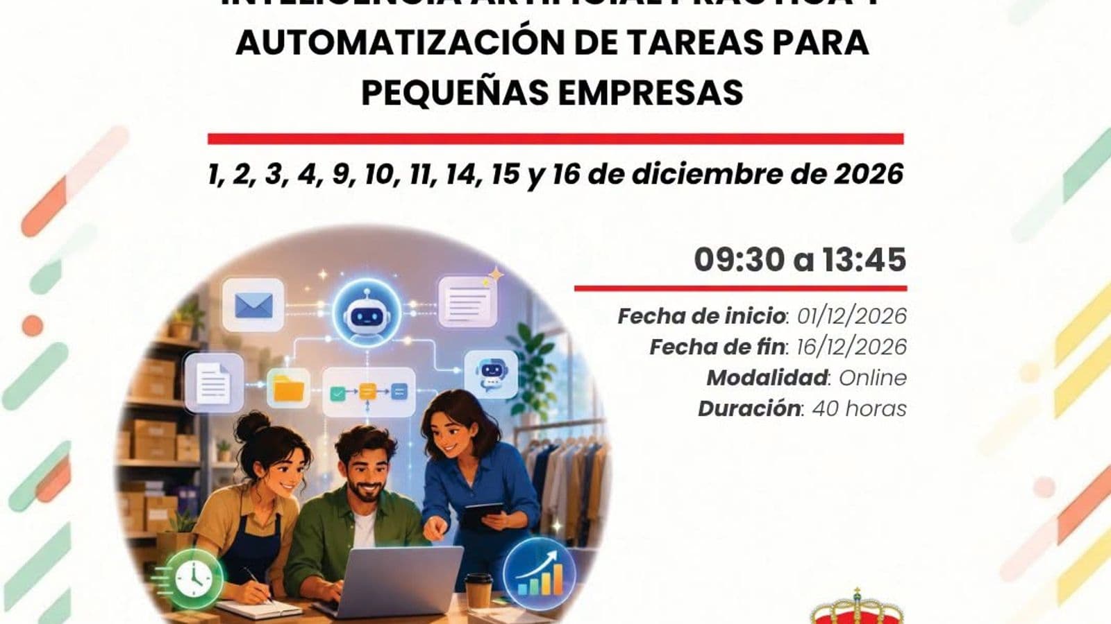 Palomares del Río ofrece un curso online de IA en diciembre para pymes y desempleados