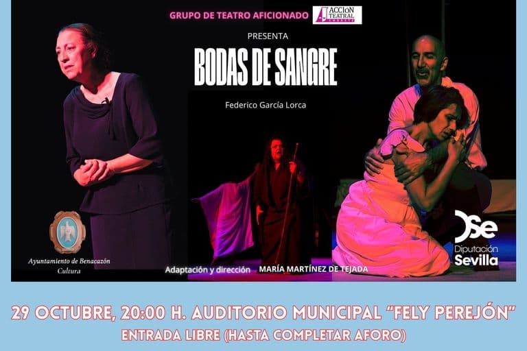 Teatro 'Bodas de sangre' en Benacazón el 29 de octubre, con entrada gratuita